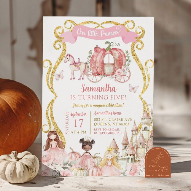 Invitation Fête de princesse de conte de fée d'automne Carros (Créateur téléchargé)