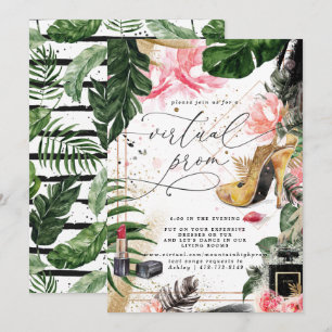 Invitation Fête de Promo Virtuelle   Feuillage d'Été Glamour
