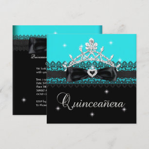 Invitation Fête de Quinceanera 15 ans Anniversaire Bleu Brode