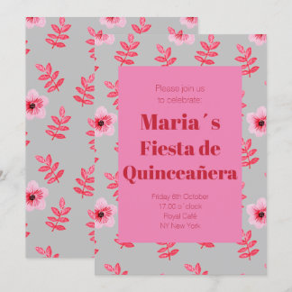 Invitation Fête de Quinceañera Flores Acuarela Anniversaire