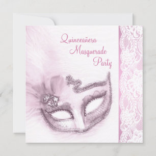 Invitation Fête de Quinceañera Rose Mascarade