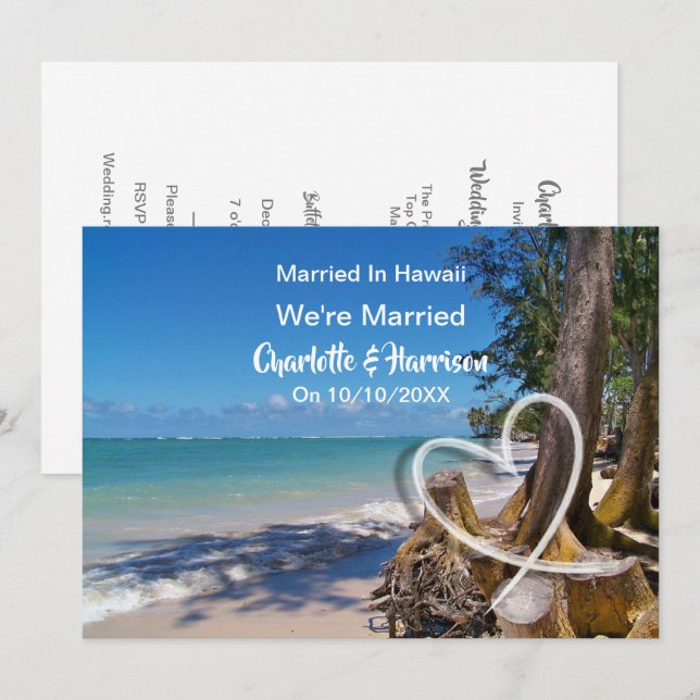 Invitation Fête De Réception De Mariage À Hawaii (Devant / Derrière)
