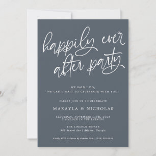 Invitation Fête de réception de mariage Navy Happily Ever Aft