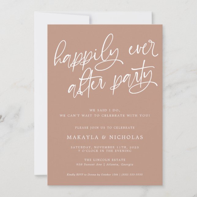 Invitation Fête de réception de mariage Pink Happily Ever Aft (Devant)