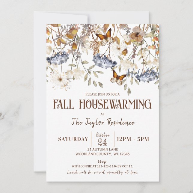 Invitation Fête de réchauffement de la maison d'automne, Papi (Devant)