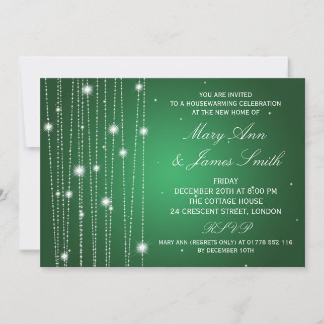 Invitation Fête de réchauffement de la maison - Ligne verte (Devant)