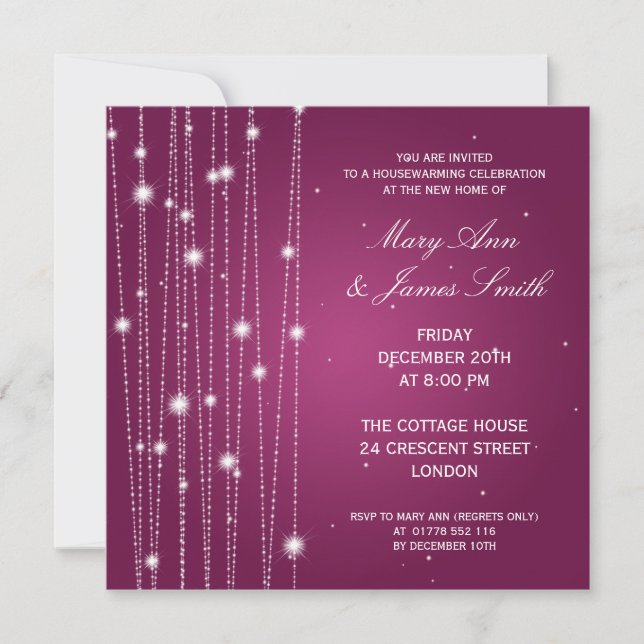 Invitation Fête de réchauffement de la maison Lignes étincela (Devant)
