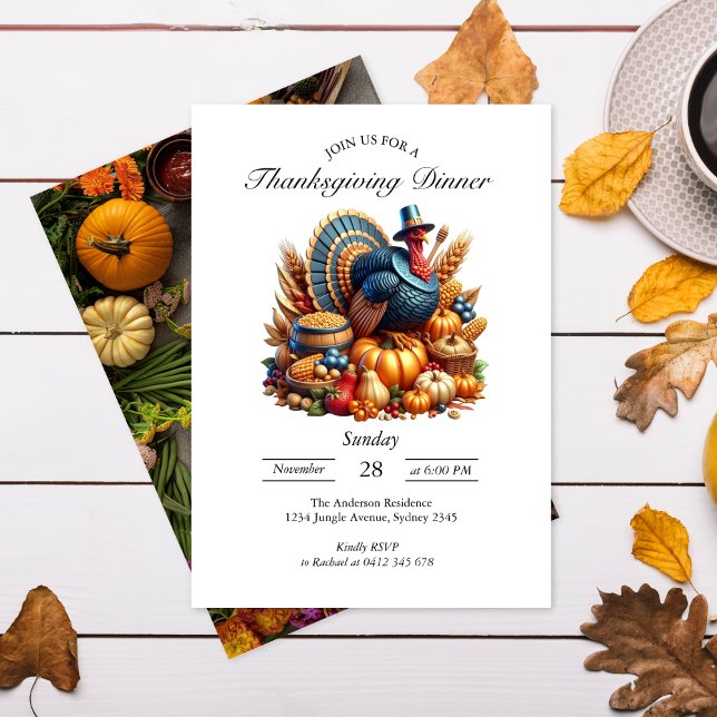 Invitation Fête de récolte avec la Turquie Thanksgiving Invit (Créateur téléchargé)