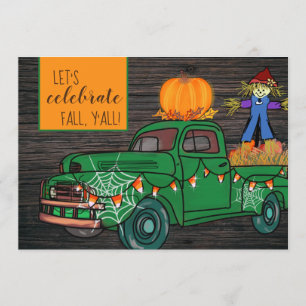 Invitation Fête de récolte d'automne de camion rustique vinta