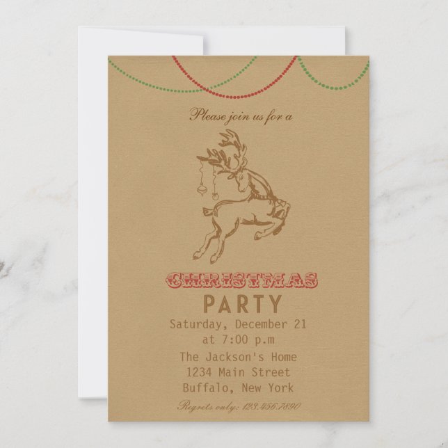 Invitation Fête de Reindeer Danse vintage (Devant)