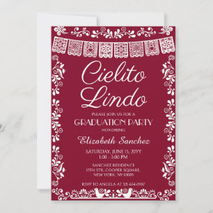 Invitation Fête de Remise de Diplôme Burgundy Cielito Lindo