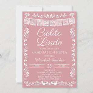 Invitation Fête de remise de diplôme Cielito Lindo Rose Blush