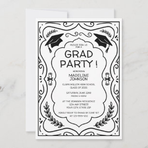 Invitation Fête de remise de diplômes 2026 tendance simple no