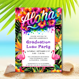 Invitation Fête de remise de diplômes Aloha Tropical Flamingo