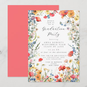 Invitation Fête de remise de diplômes Bold Wildflower