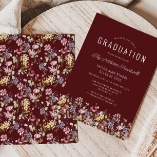 Invitation Fête de remise de diplômes bordeaux à motif de fle