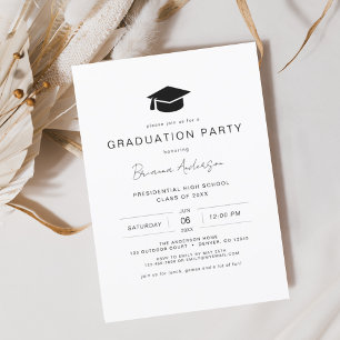 Invitation Fête de remise de diplômes chic minimaliste modern