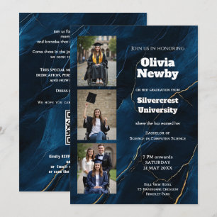 Invitation 🎓Fête de remise de diplômes de luxe avec code QR