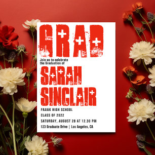 Invitation Fête de remise de diplômes d'infirmière Grunge Rus