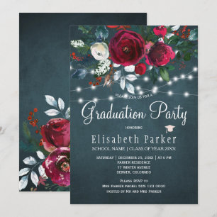 Invitation Fête de remise de diplômes élégante avec fleurs hi
