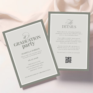 Invitation Fête de remise de diplômes élégante Vert Sauge C