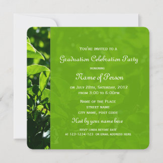 Invitation Fête de remise de diplômes feuilles verts d'été fr