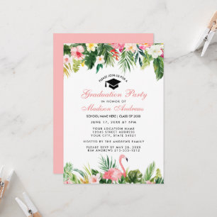 Invitation Fête de remise de diplômes Floral Tropical Rose