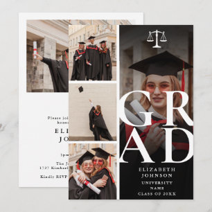 Invitation Fête de remise de diplômes moderne de 5 photos à l