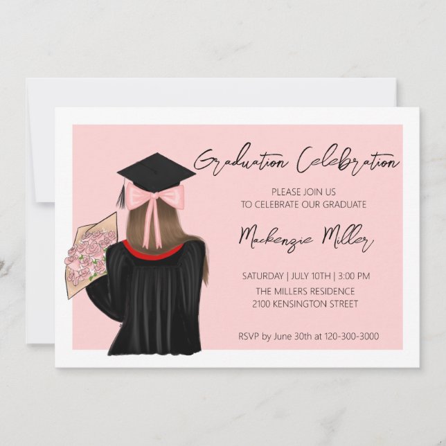 Invitation Fête de remise de diplômes pour une coquette aux c (Devant)