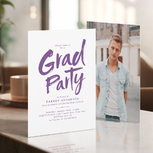 Invitation Fête de remise de diplômes Purple Simple Moderne É