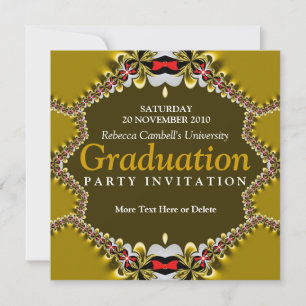 Invitation Fête de remise de diplômes Sweet Gold Satin Lace
