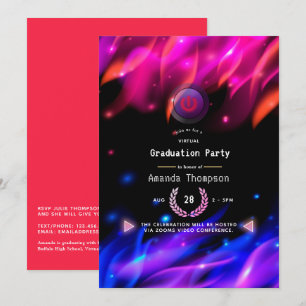 Invitation Fête de remise de diplômes virtuelle avec flammes