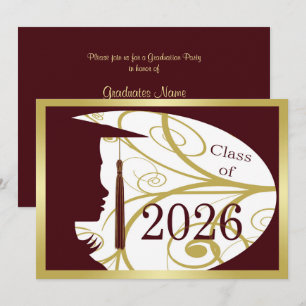 Invitation Fête de remise des diplômes 2026 Silhouette Marron