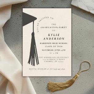 Invitation Fête de remise des diplômes au lycée à pompon noir