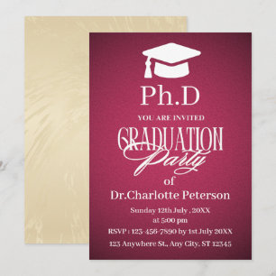 Invitation Fête de remise des diplômes de doctorat Luxe Dégra
