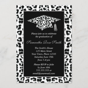 Invitation Fête de remise des diplômes d'empreinte de léopard