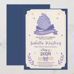 Invitation Fête de remise des diplômes élégante avec félicita