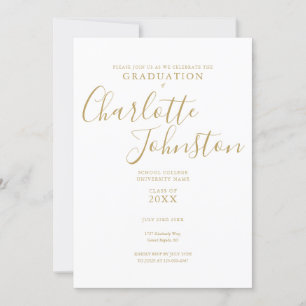 Invitation Fête de remise des diplômes Simple Élégant Script