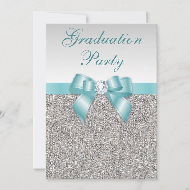 Invitation Fête de remise des diplômes turquoise de filles (Devant)