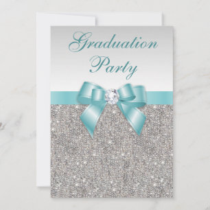 Invitation Fête de remise des diplômes turquoise de filles