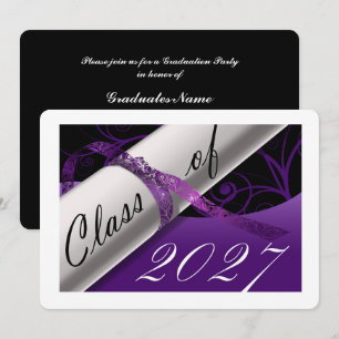 Invitation Fête de remise des diplômes violet et blanc
