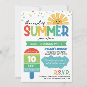 Invitation Fête de rentrée scolaire de fin d'été pour garçon