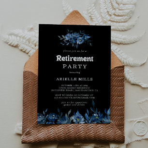 Invitation Fête de retraite à fleurs bleues de la Royal Navy