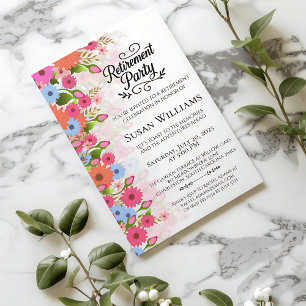 Invitation Fête de retraite à l'aquarelle florale