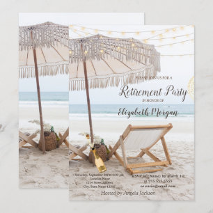 Invitation Fête de retraite au vin sur chaise de plage