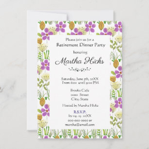 Invitation Fête de retraite aux fleurs aquarelles