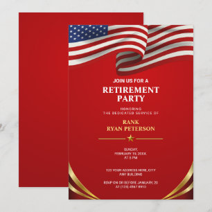 Invitation Fête de retraite avec drapeau ondulant du Corps de