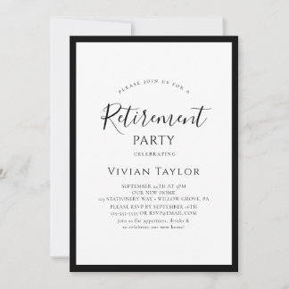 Invitation Fête de retraite avec une simple écriture calligra