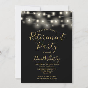 Invitation Fête de retraite Black And Gold String