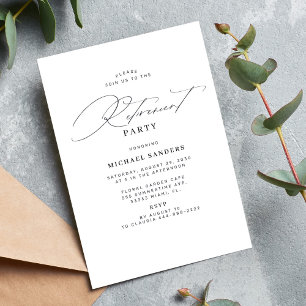 Invitation Fête de retraite calligraphie classique minimalist